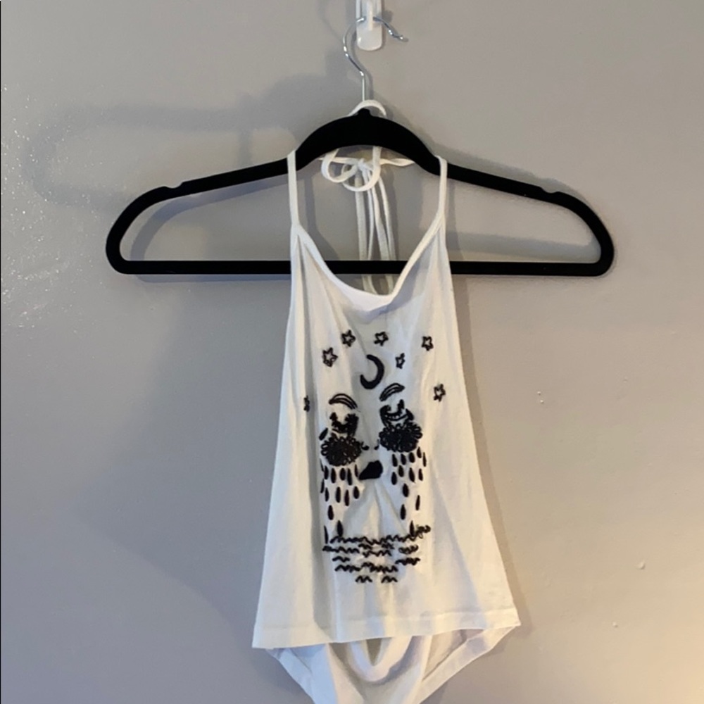 Embroider Graphic Crop Halter